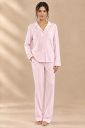Long Sleeve Pink Collar Pj