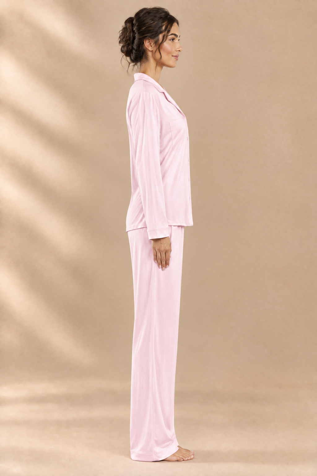 Long Sleeve Pink Collar Pj
